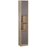 Colonna Bagno Stretto con Ante e Ripiani Aperti ¨C Zephmum ¨C 30x24x170 cm Rovere Grigio