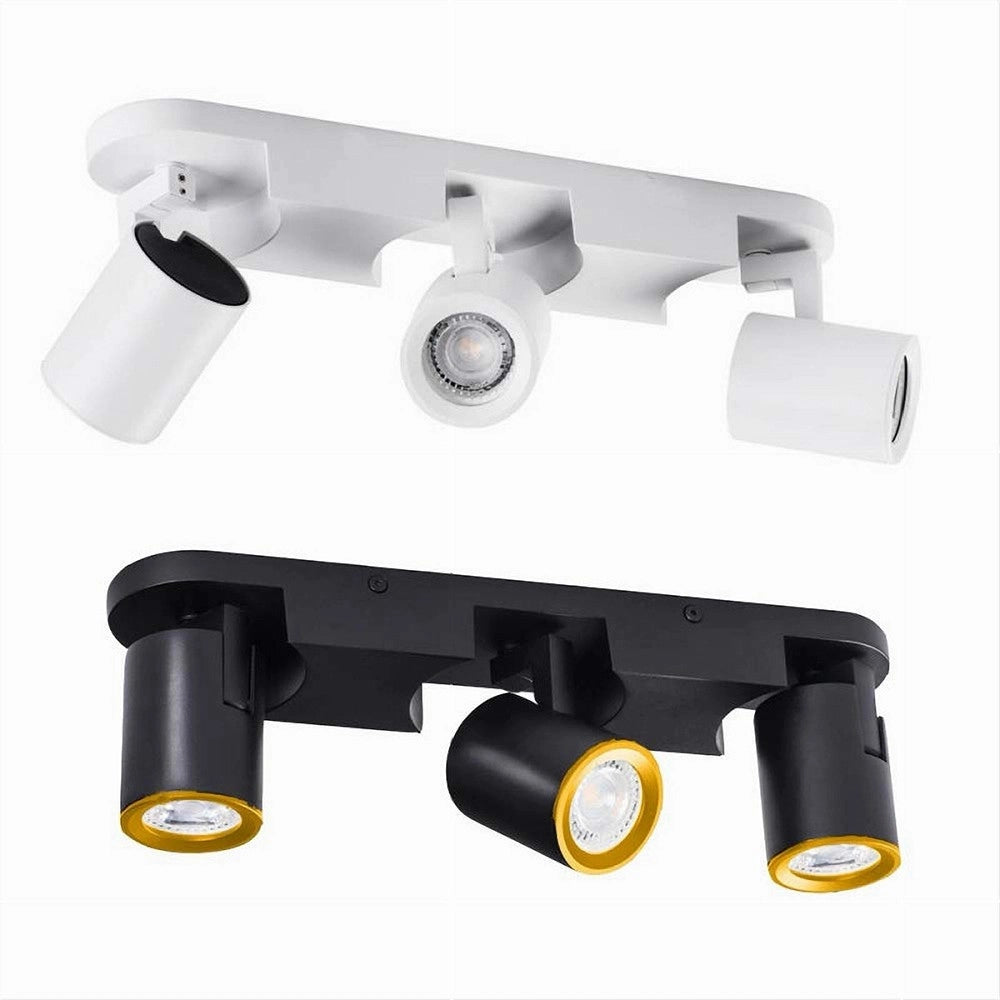 Trade Shop - Applique 3 Diffusori Orientabile Soffitto Parete Lampada Gu10 Bianco Nero Th8803 -