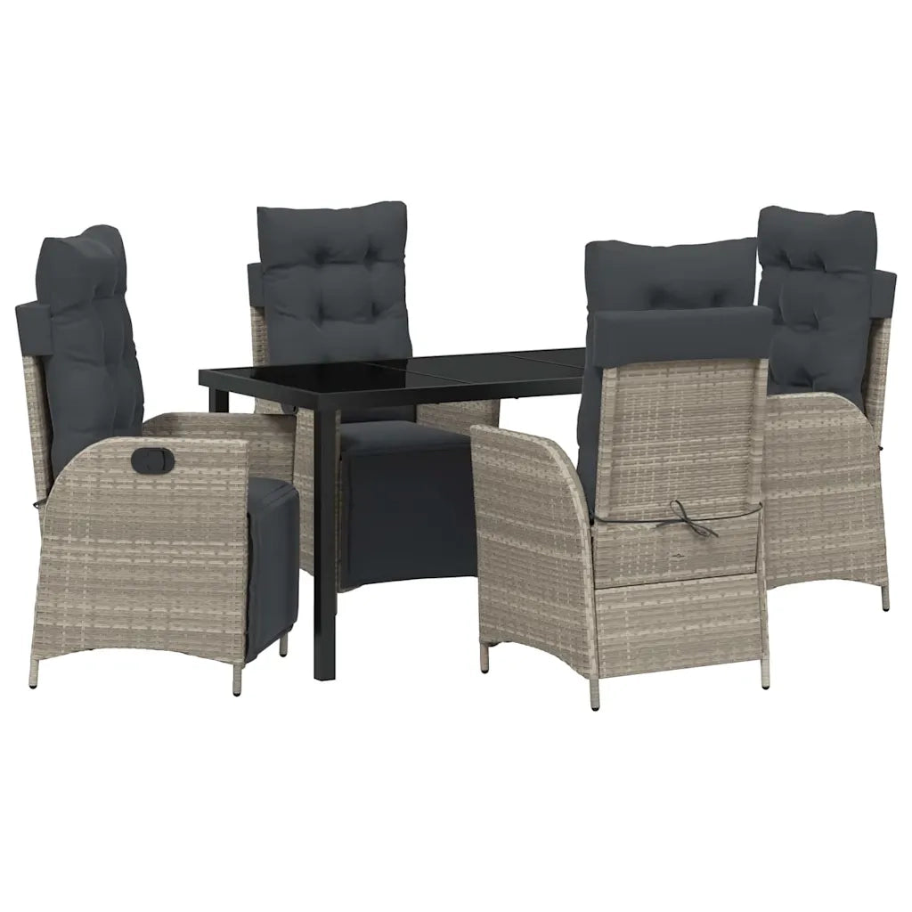 Set da Pranzo per Giardino 5 pcs Grigio chiaro polyrattan 3380570
