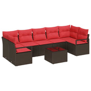 Set di divani 8 pcs Marrone e Rosso polyrattan 3346304