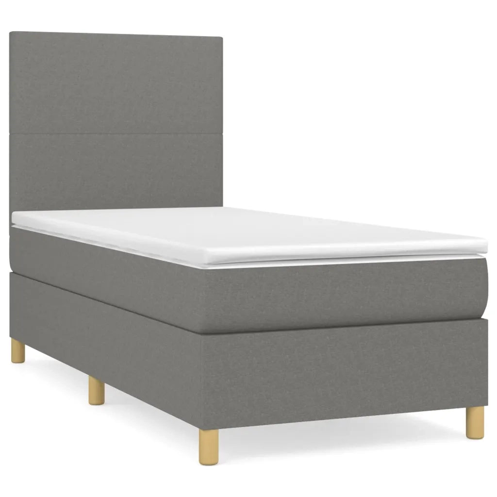Giroletto a Molle con Materasso-Struttura Letto Grigio Scuro 90x190 cm Tessuto 411273