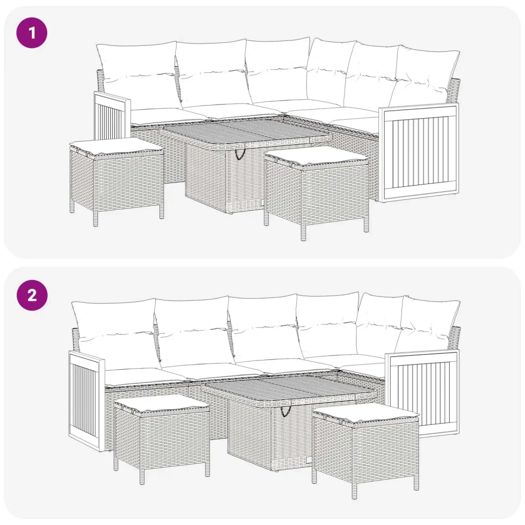Set Divano da Giardino con cuscino 8 pcs Nero 3363169