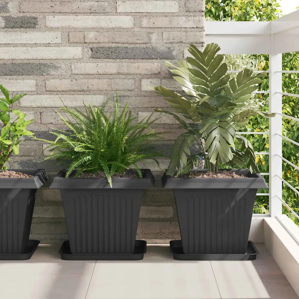 Fioriere | Cassetta per fiori | Vasi per Piante 24 pz Nero 38 x 38 x 30 cm Plastica