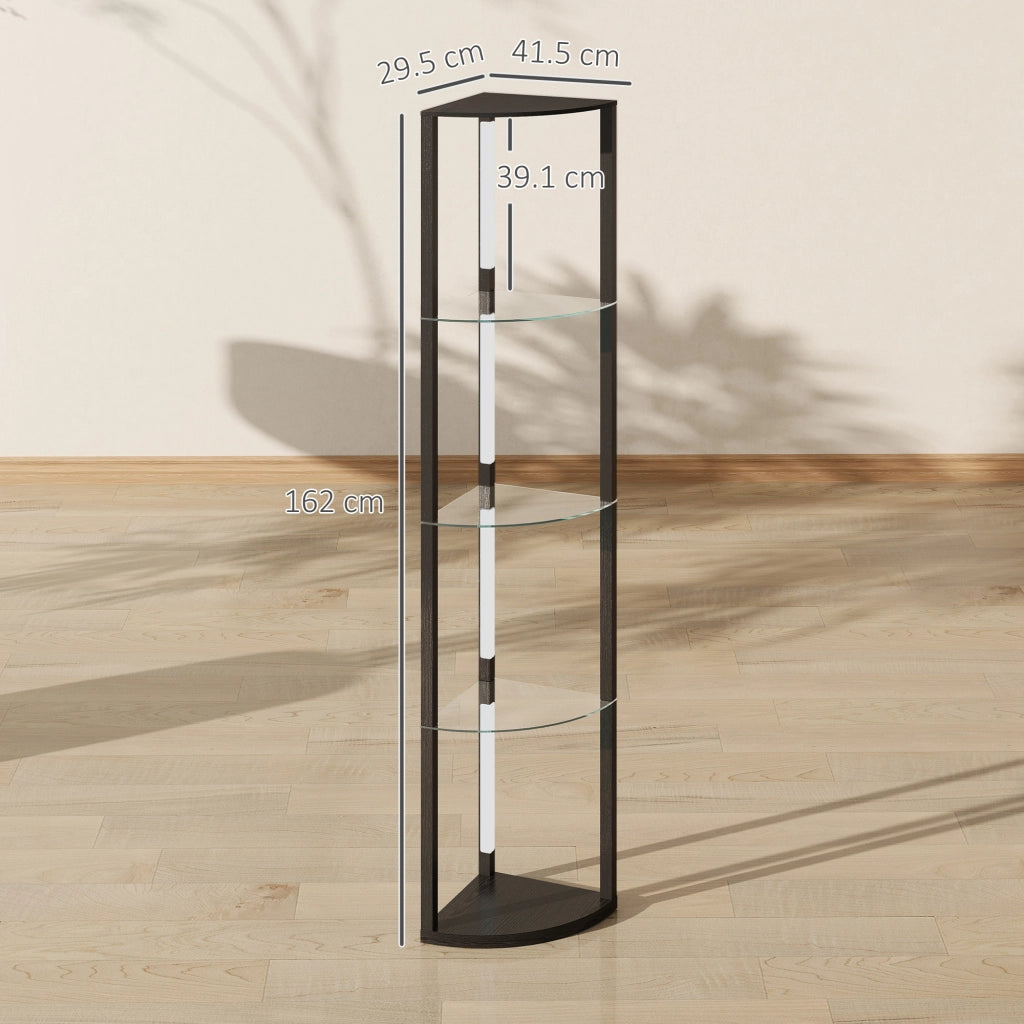 Lampada da Terra con 5 Ripiani e Luce LED 3 Livelli di Luminosità e Interruttore a Pedale Nero
