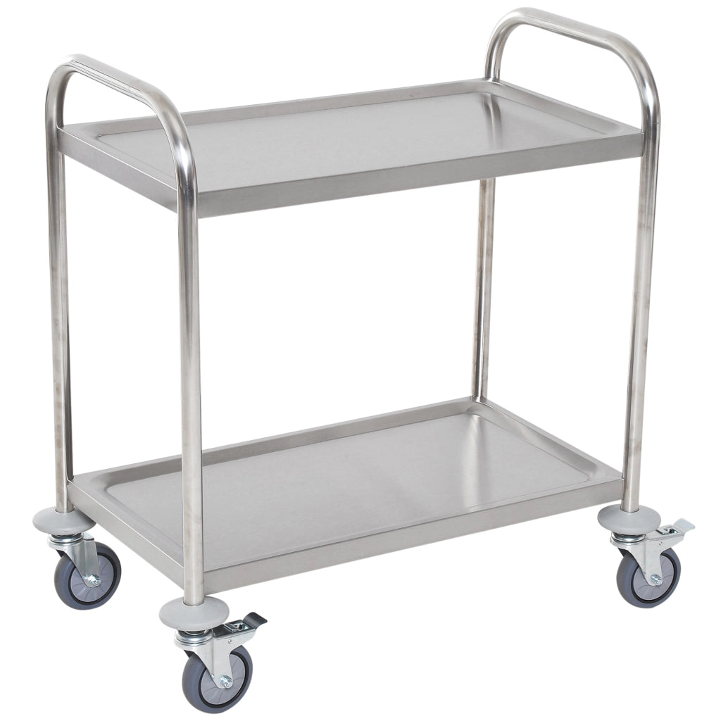 Carrello Cucina 2 Ripiani con Ruote ¨C Xylo ¨C Acciaio Inox 80x45x82cm Argento