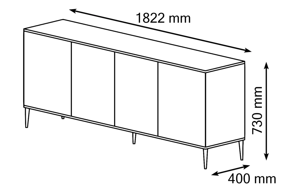 MOBILE PETRA 182 4D BIANCO OPACO GAMBE ORO