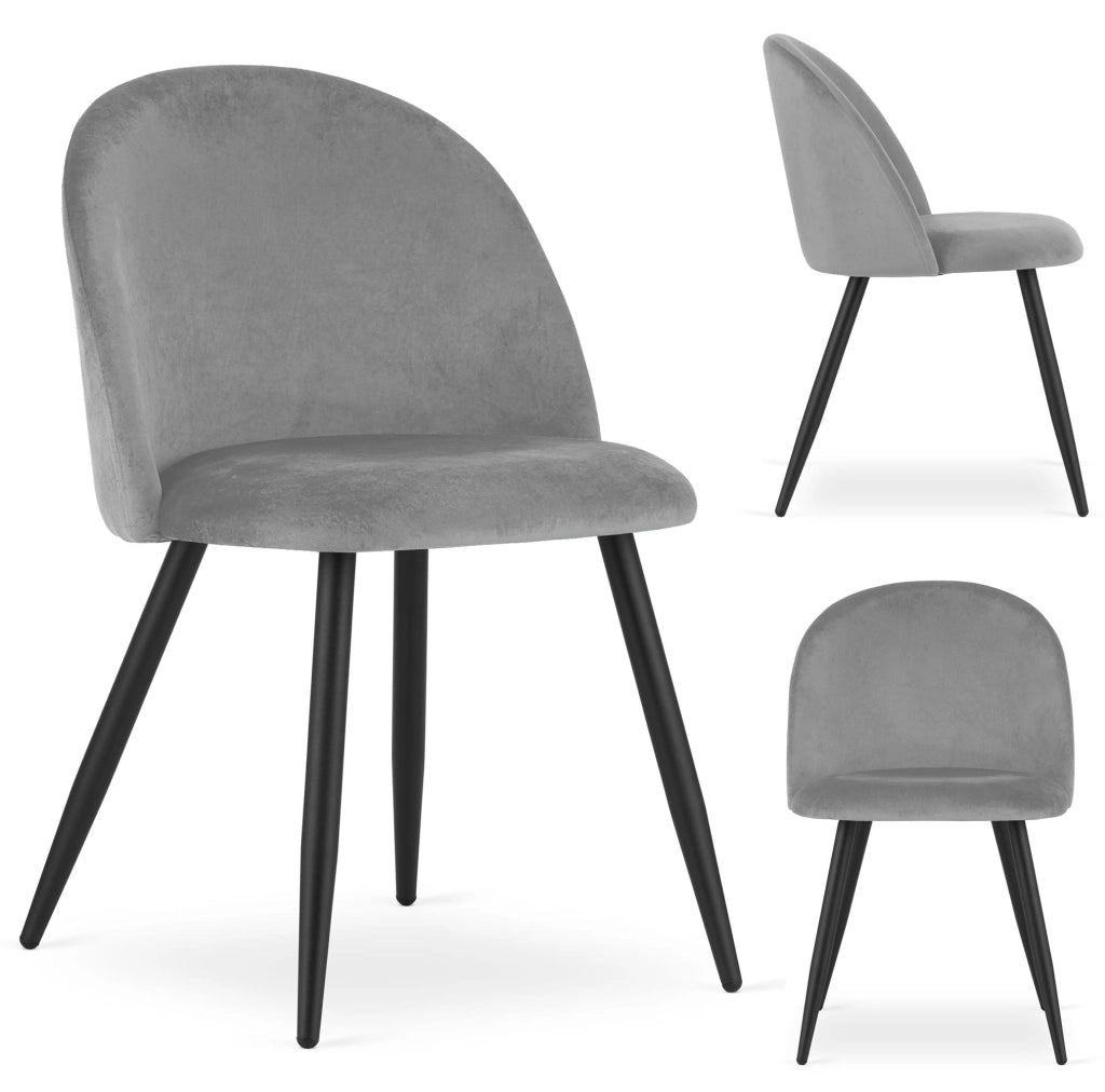 Sedia Valora Bello in velluto grigio chiaro con gambe nere