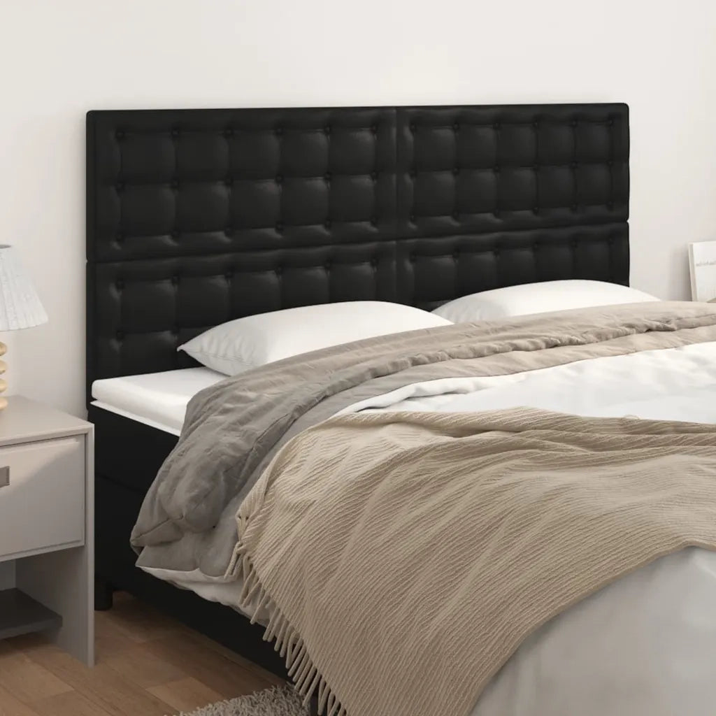 Testiera-Testata-Testiera Decorativa Nera 160x5x118/128 cm in Similpelle 726159