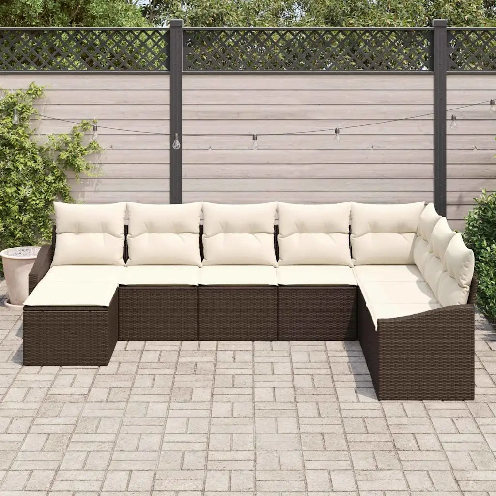 Set di divani con cuscino 8 pcs Marrone polyrattan 3346838