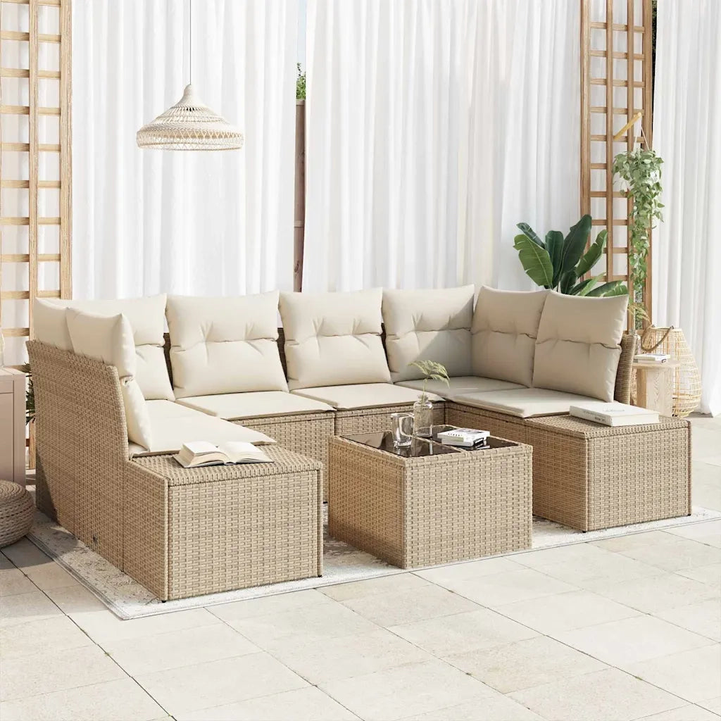 Set Divano da Giardino 8 pcs Beige e Crema polyrattan 3355630