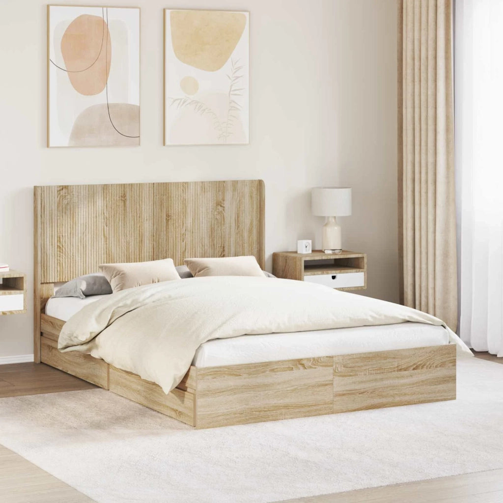 Letto da camera | Struttura del letto con stoccaggio e testata 3 pcs