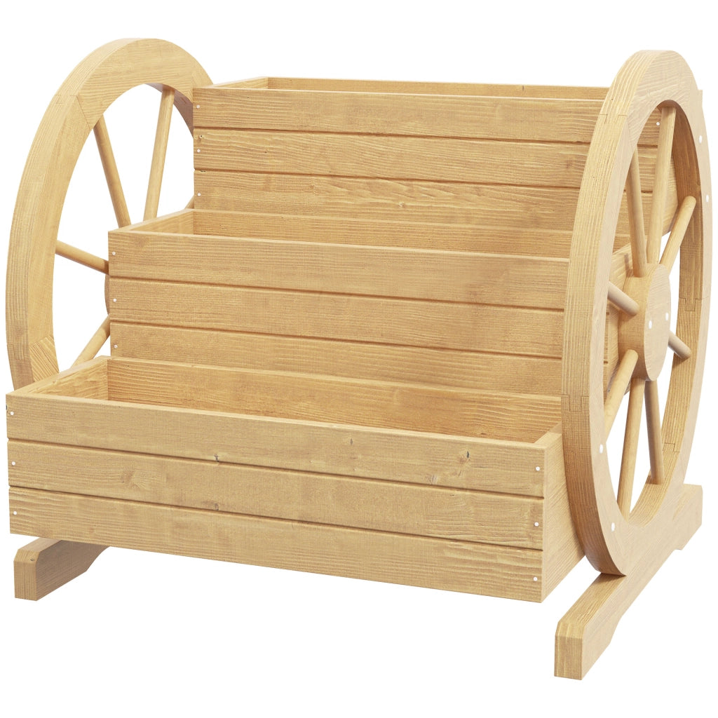 Fioriera a 3 livelli con ruote ¨C Xylo ¨C Legno di pino 62x61x57 cm