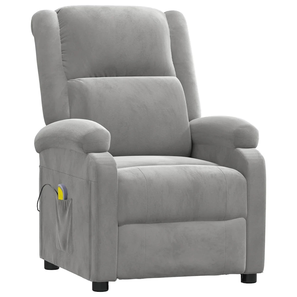 Poltrona Massaggiante Grigio Chiaro in Velluto 342410