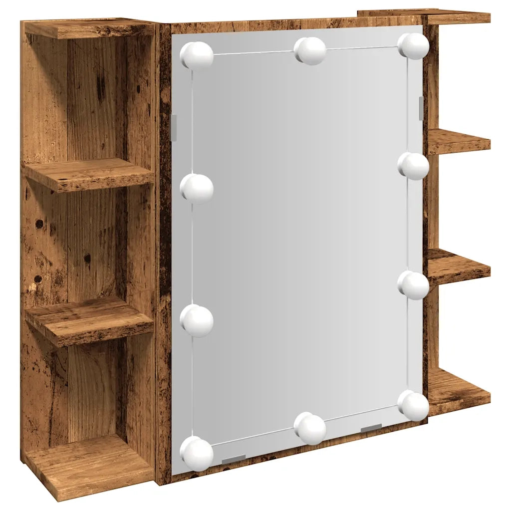Mobile a Specchio con LED Legno Antico 70x16,5x60 cm 857003