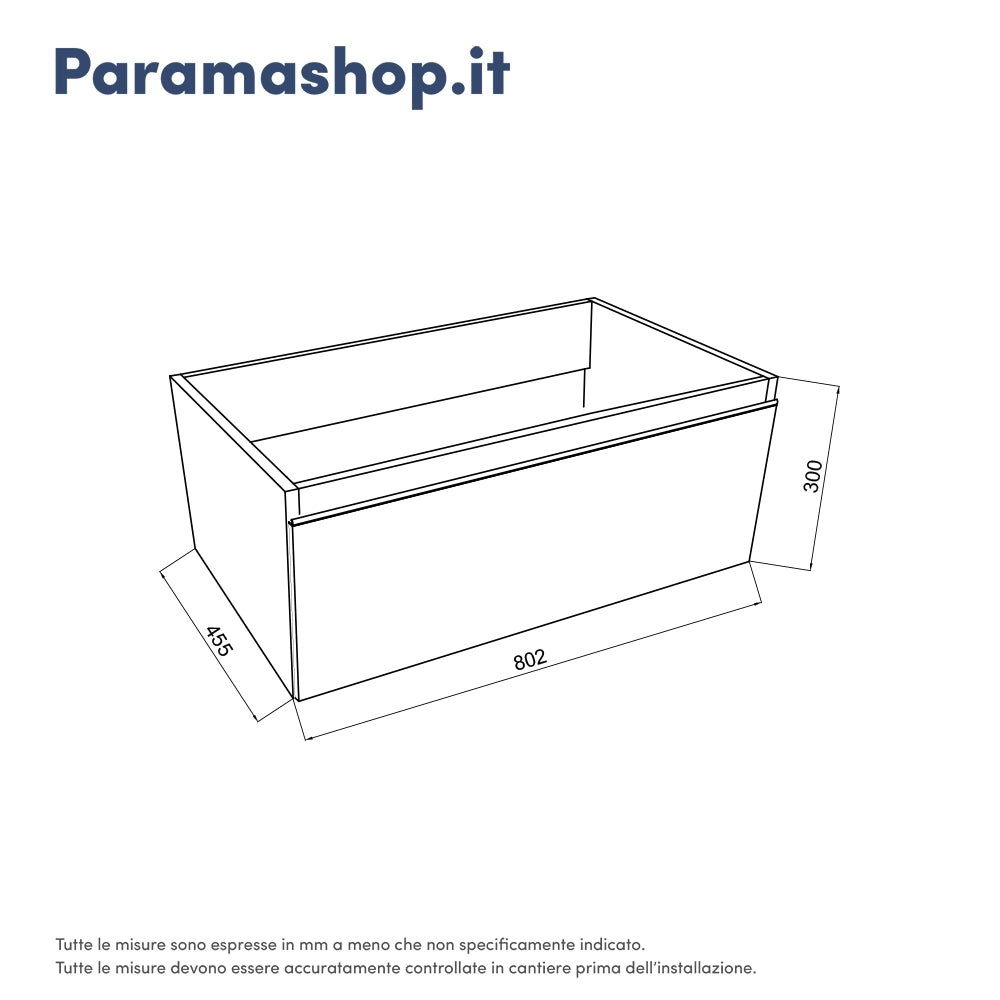Mobile bagno sospeso 80 cm blu pastello opaco con lavabo | Darwin
