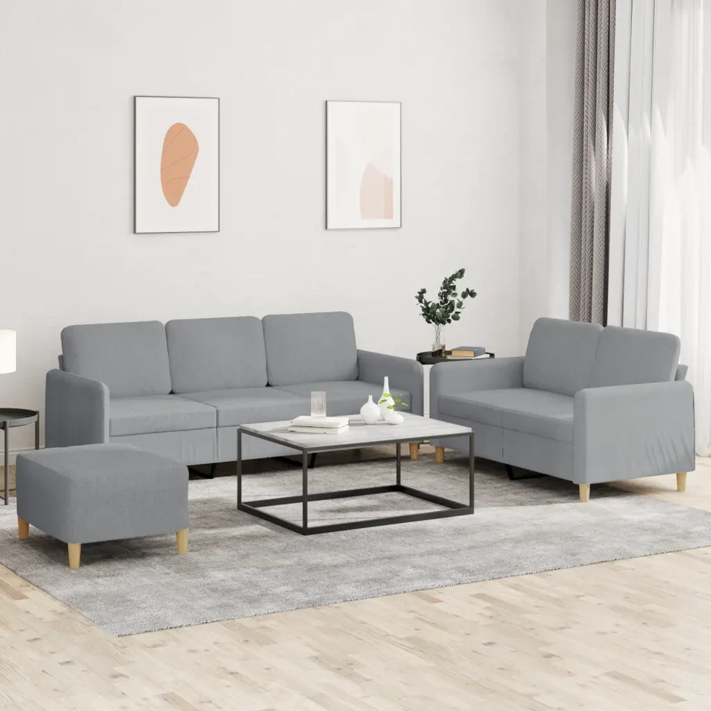 Set di Divani 3 pz con Cuscini Grigio Chiaro in Tessuto 3202126
