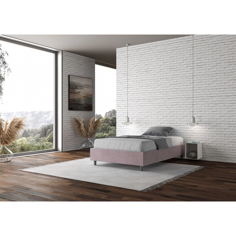 Letto Sommier imbottito 1 piazza e mezza 120x210 cm Azelia - Senza rete,Glicine,Microfibra