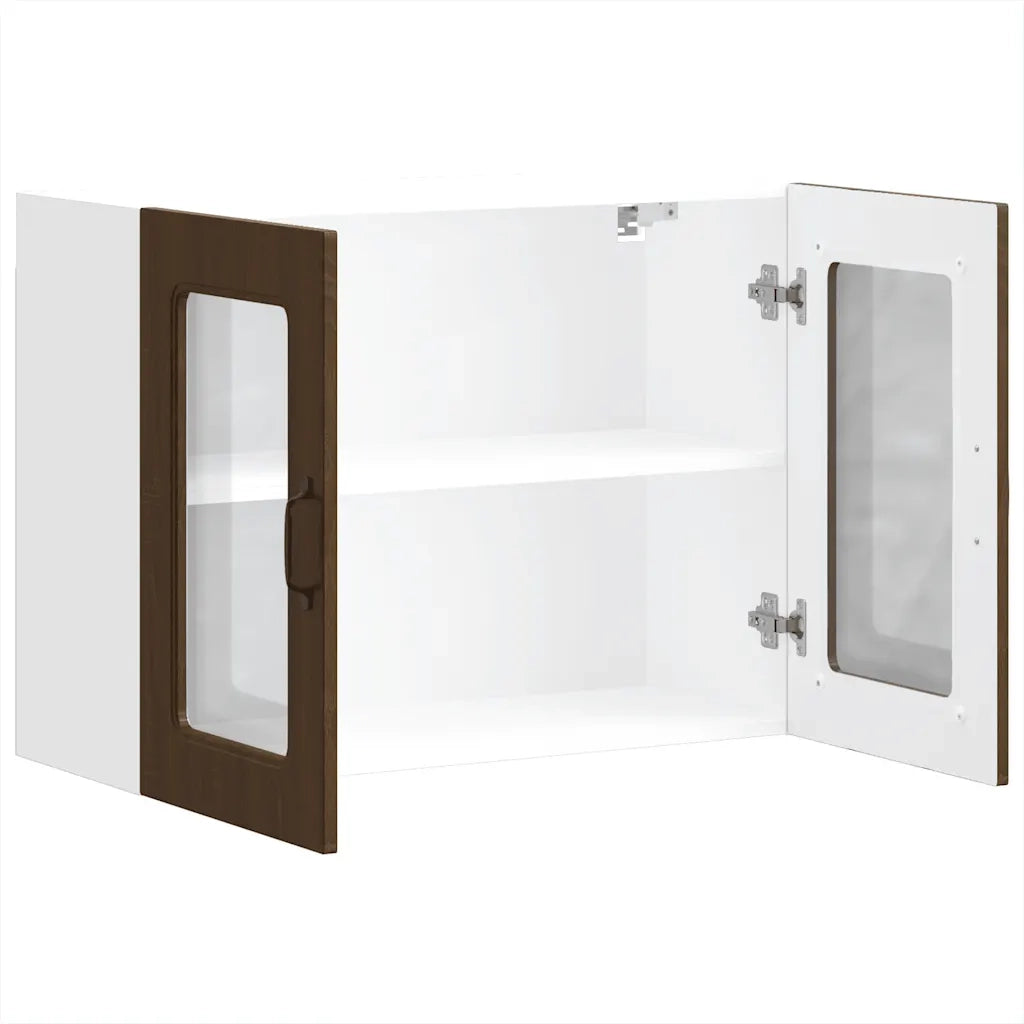 Pensile da Cucina con Porta in Vetro Kalmar Rovere Marrone 853614