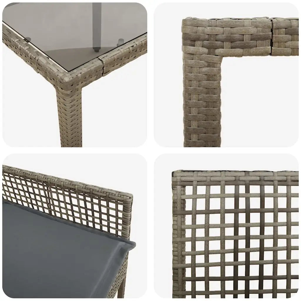 Set da Pranzo per Giardino 3 pcs Grigio polyrattan 3334871