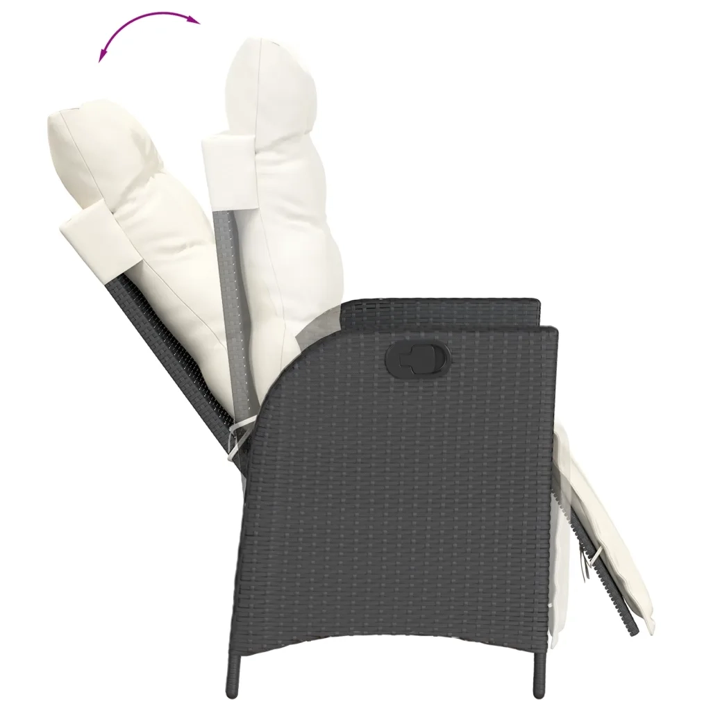 Set da Bistrò 3 pz con Cuscini Nero in Polyrattan 365296