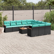 Set Divani da Giardino 12 pz con Cuscini Nero in Polyrattan 3228115