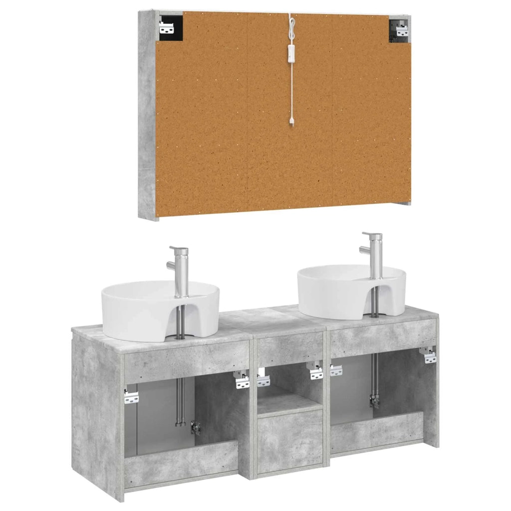 Set di Armadi da Bagno 4 pz Grigio Cemento Legno ingegnerizzato 3406466
