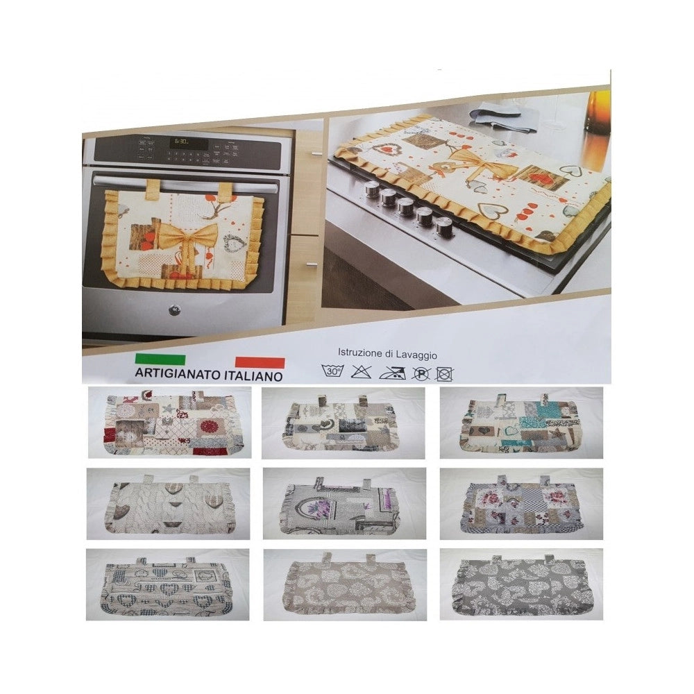Trade Shop - Copriforno + Coprifornello Copri Forno Fornelli Fuochi Cuori Rose Fiocco -