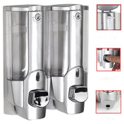 Trade Shop - Dispenser Doppio Erogatore Sapone Manuale Dosatore Professionale A Muro 700 Ml -