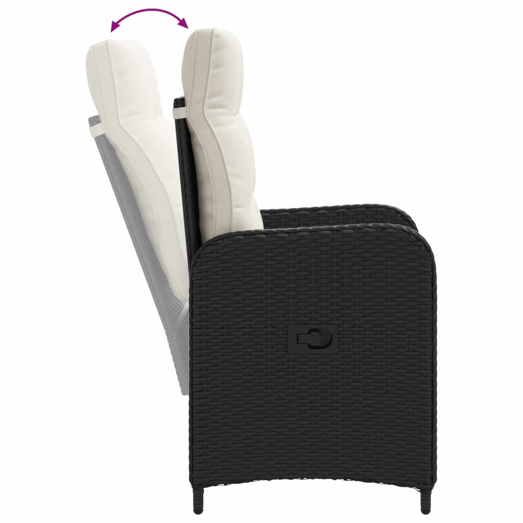 Set da pranzo per esterni 7 pz Nero e Bianco Crema polyrattan 3422301