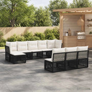 Set Divano da Giardino 10 pz Nero polyrattan 3434356