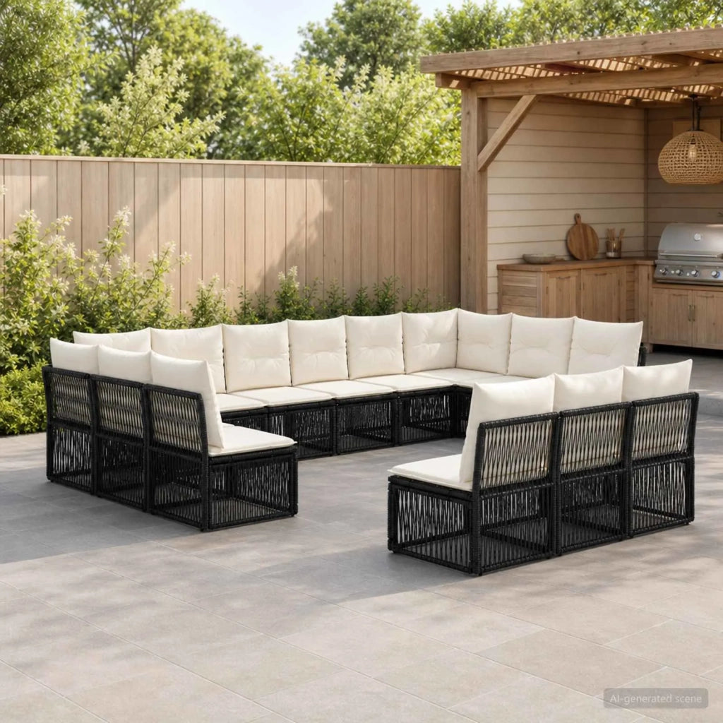 Set Divano da Giardino 13 pz Nero polyrattan 3434386