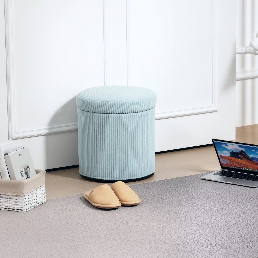 Pouf contenitore rotondo ¨C Xylo ¨C Velluto blu chiaro ?40x41cm
