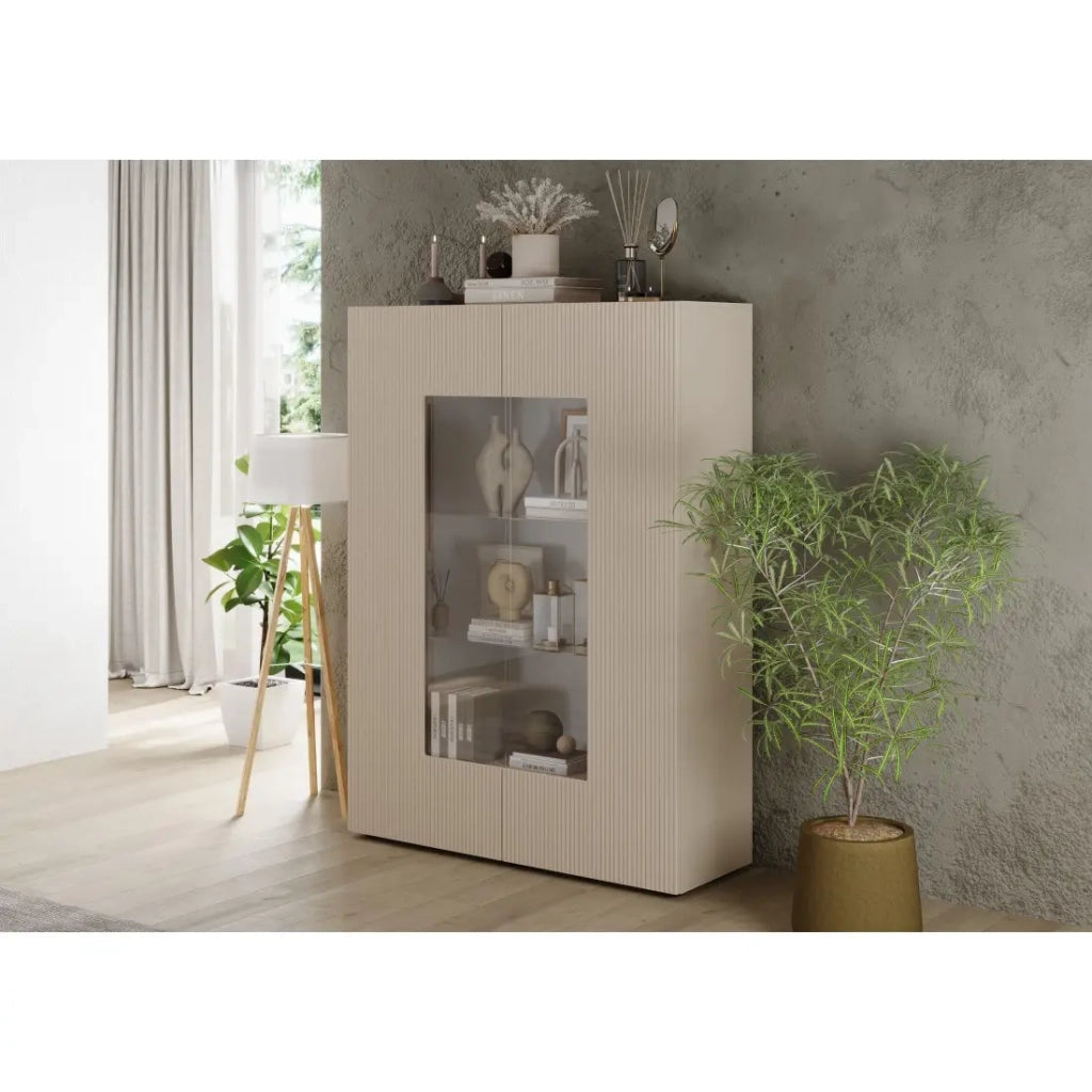 Vetrina SCENA – L121 x H166 x P42 cm – 2 porte – Colore Cashmere