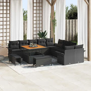 Set Divano da Giardino con cuscino 13 pcs Nero polyrattan 3362184