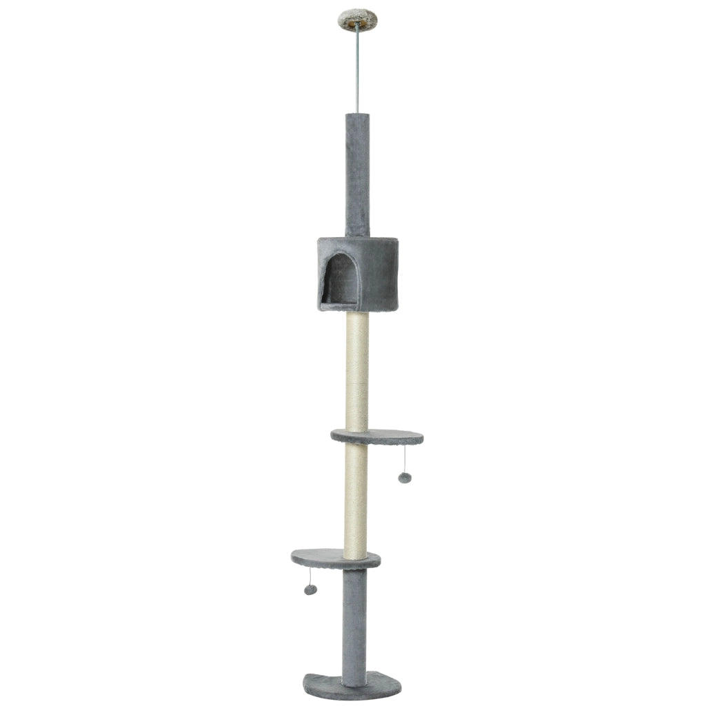 Albero tiragraffi per gatti con piattaforme e palo di sisal ¨C Minimal ¨C 255 cm grigio chiaro