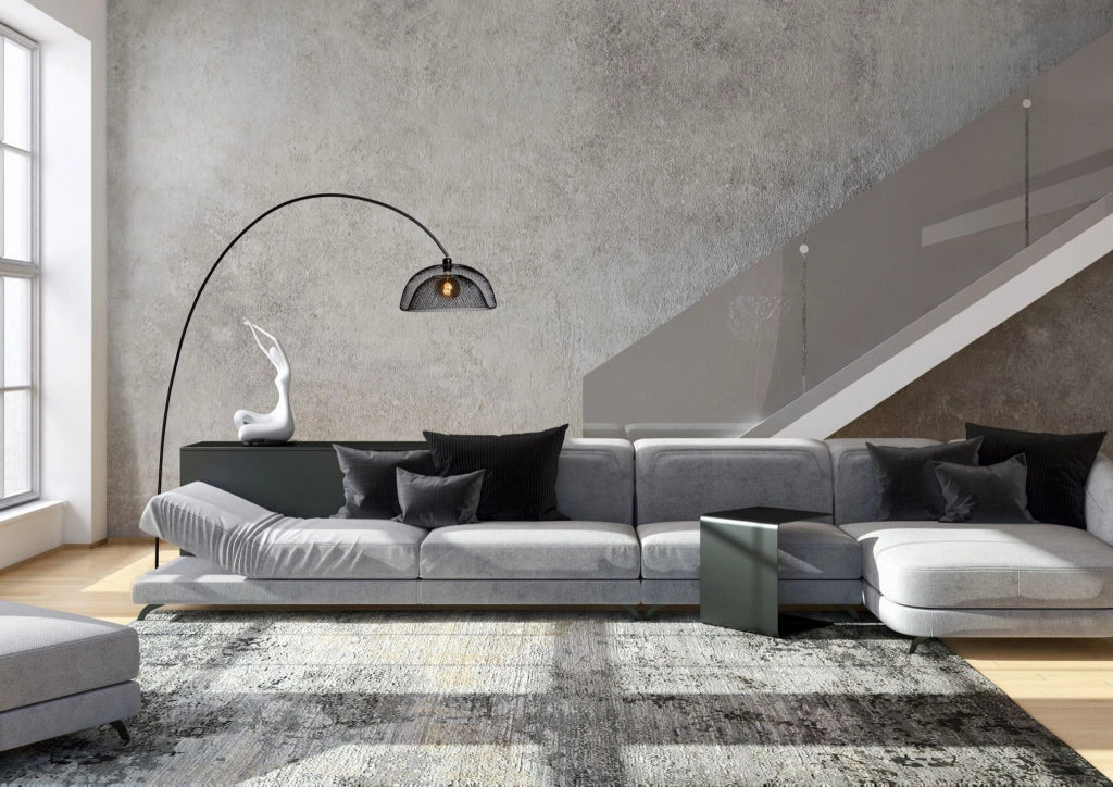 Lampada da terra ad arco Lucide Mesh nera metallo E27 60W