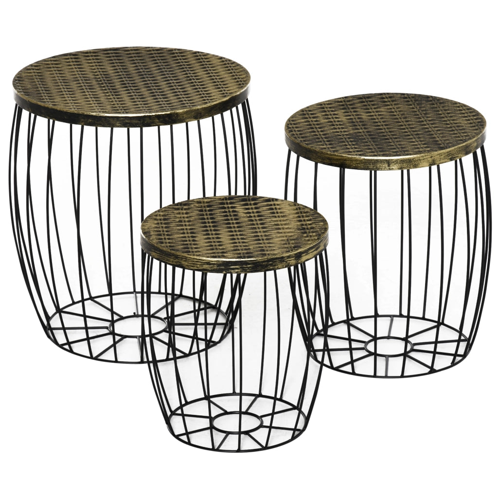 Set Tavolini Impilabili da Giardino ¨C Minimal ¨C Nero Bronzo Metallo