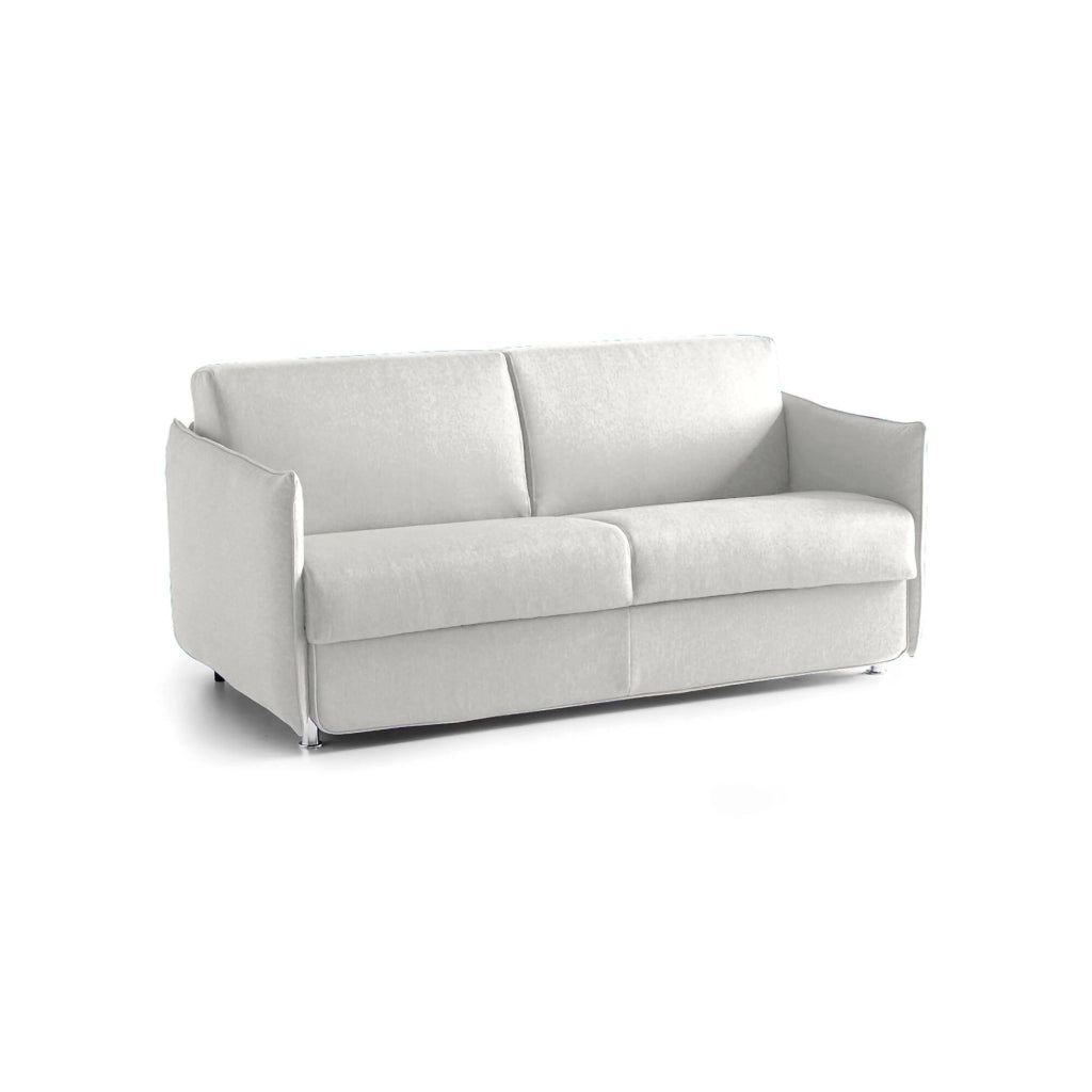 Verceia, Divano Letto 2 Posti Sfoderabile Made in Italy, 160x95 cm Grigio Chiaro