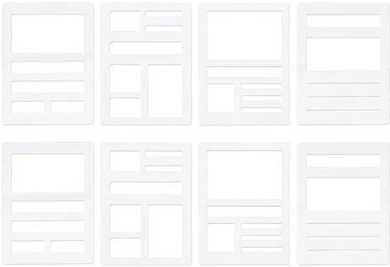 Set di stencil rettangolari 8 pezzi - Acrilica - per artigianato e scrapbooking - dimensioni 89 x 63 x 2,5 mm - stencil rettangolare