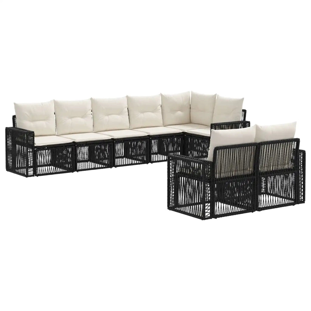 Set Divano da Giardino 8 pz Nero e Bianco Crema polyrattan 3435184