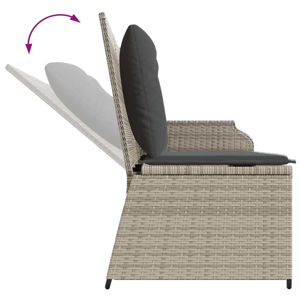 Panchina da giardino con cuscino Grigio chiaro polyrattan 3394445