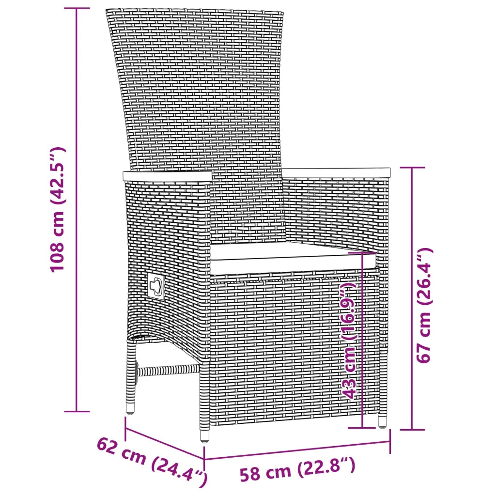 Set da Pranzo da Giardino 11pz con Cuscini in Polyrattan Grigio 3277549