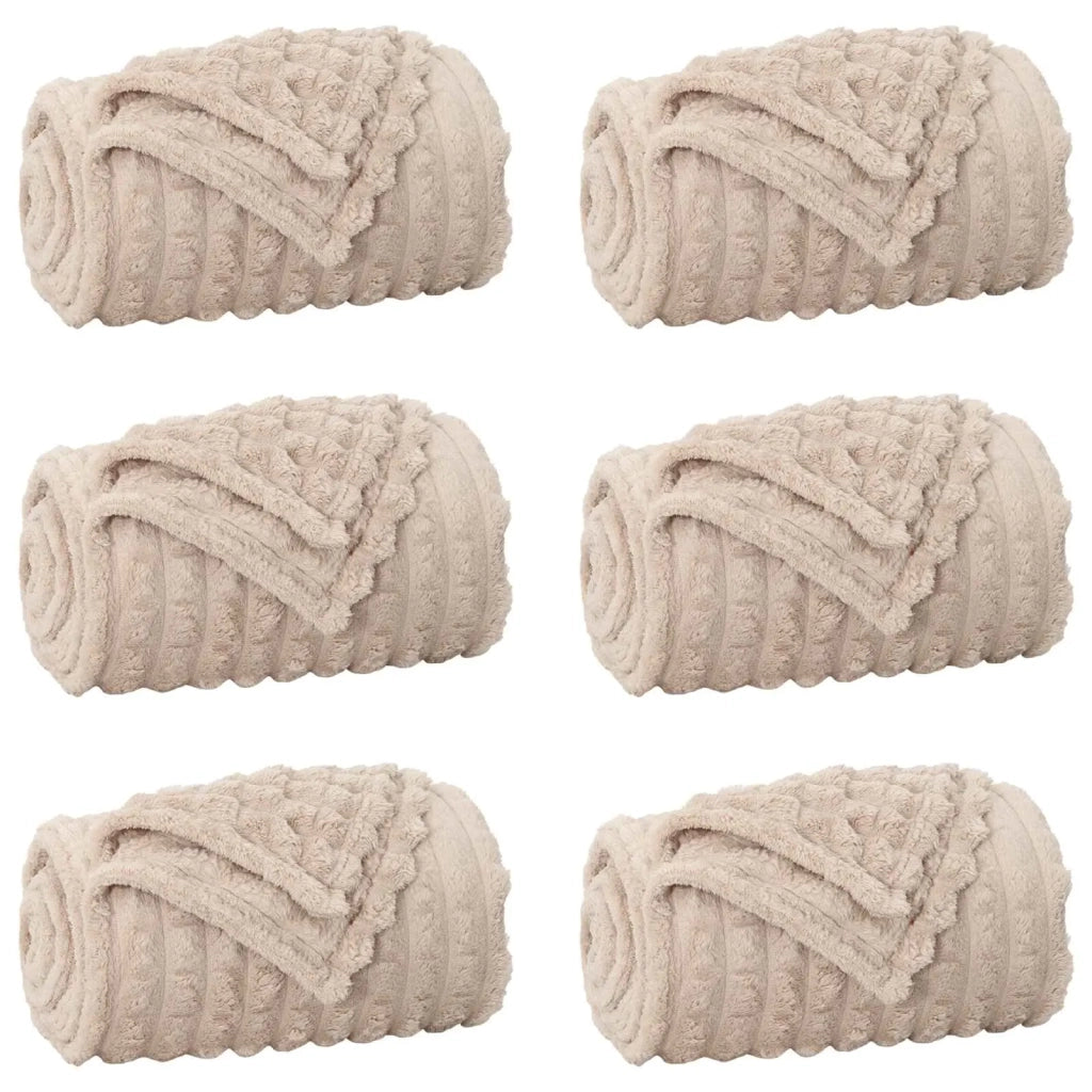 Coperte da Pile 6 pcs Beige 200 x 150 cm Panno 42016942