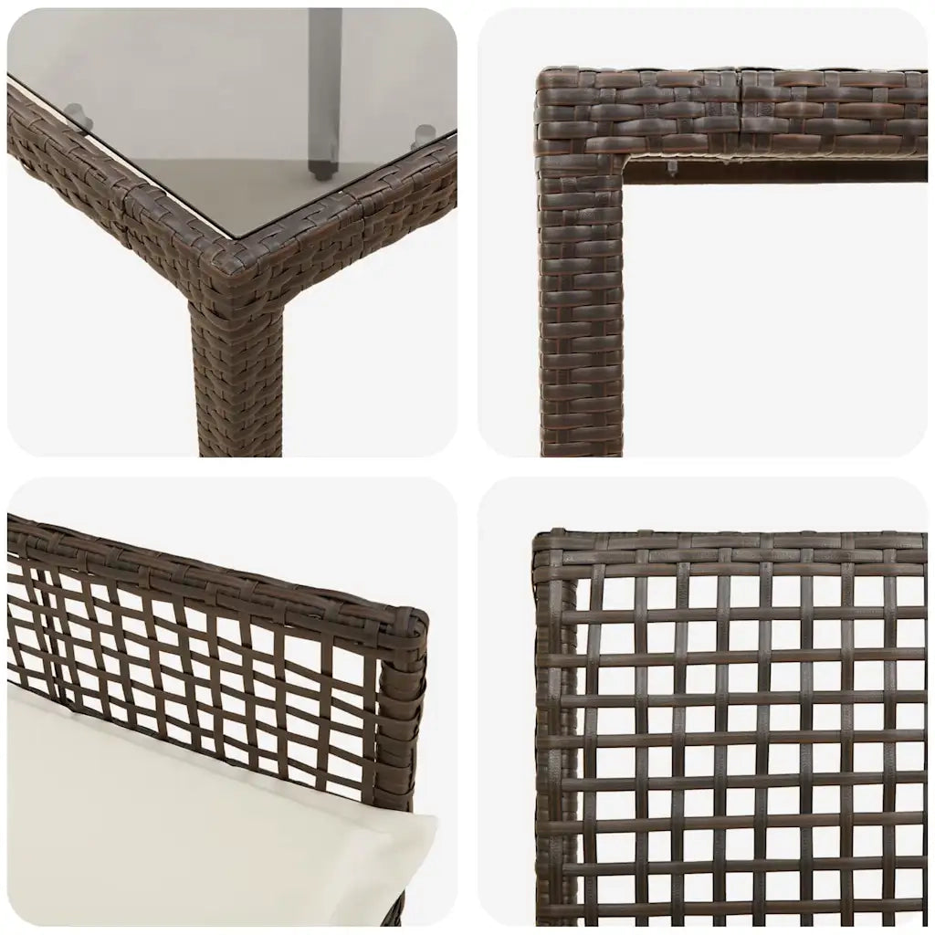Set da Pranzo per Giardino 3 pcs Marrone polyrattan 3334863