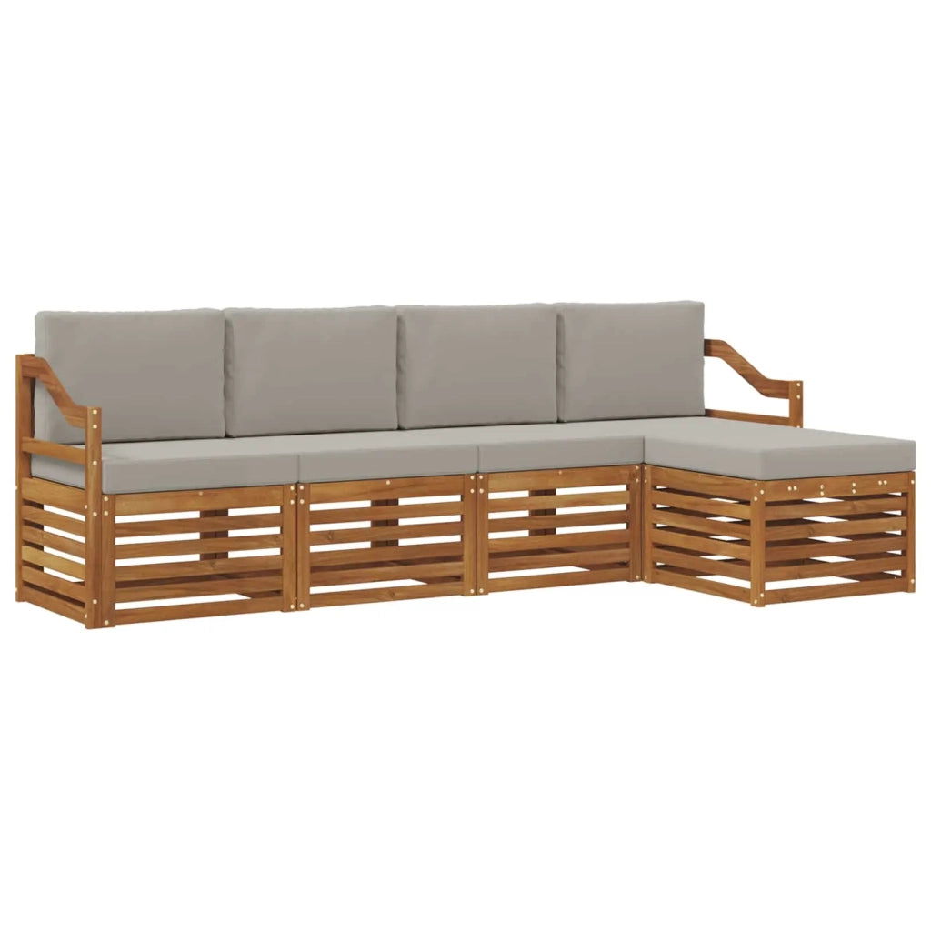 Set divani con cuscino 5 pcs Grigio Naturale e Chiaro 3374666