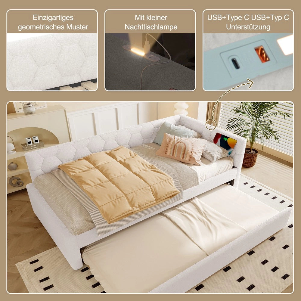 Letto Singolo con Divano e Rete a Doghe ¨C MINIMAL ¨C Bianco 90x200 cm