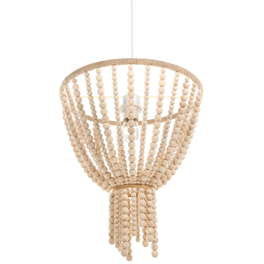 Lampadario perline di legno di gomma marrone stile Boho