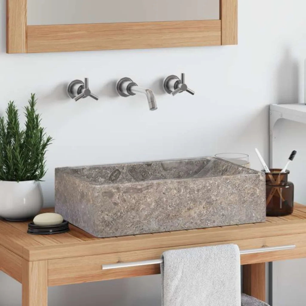Lavello-Lavandino-Lavabo 45x30x12 cm Marmo Lucido Grigio