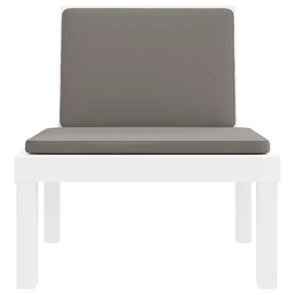 Set Salotto da Giardino 3 pz | Set di Mobili da Esterno con Cuscini Bianco in PP