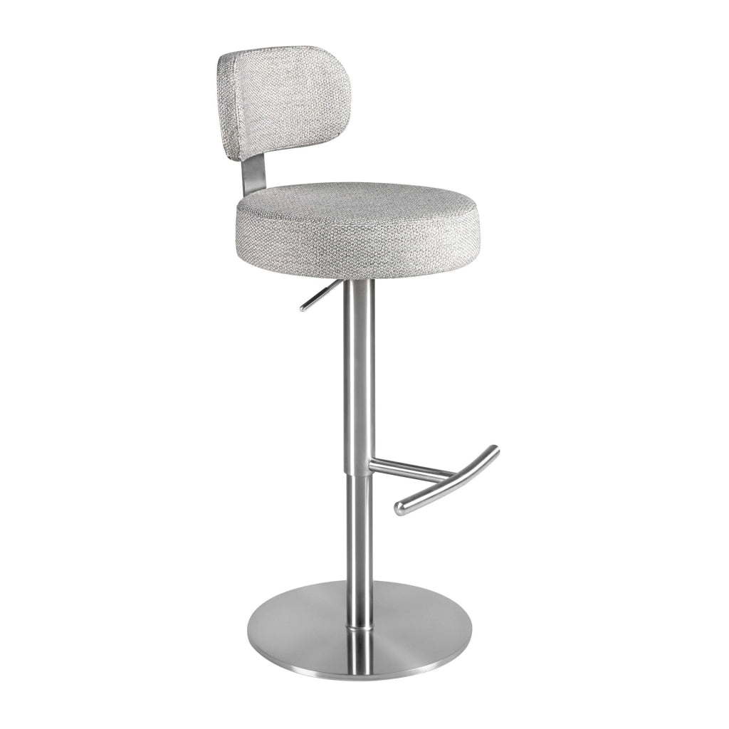 Sgabello girevole in tessuto grigio chiaro screziato